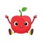 Big Eyed Cute Girly Apple Character Sitting, Emoji Sticker With Baby Fruit