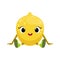 Big Eyed Cute Girly Lemon Character Sitting, Emoji Sticker With Baby Fruit