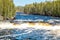 Big Falls roars across the entire width of the river. Sir Richard Squires Provincial Park Newfoundland Canada