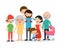 Big family asia on white background, Grandfather, grandmother,mother, father, girl, boy