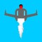 Big farting. Guy farting Flying on toilet. flatulence vector illustration