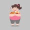 Big Fat Happy woman enjoy eat junk food Healthcare concept