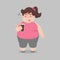 Big Fat woman drinking black coffee for slender body