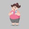 Big Fat woman drinking fresh water, more clean bottle of water, glass, good health, diet cartoon, lose weight, Lifestyle healthy