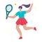 Big female tennis flat vector illustration on white background