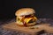 Big fried cheeseburger on a dark background