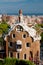 Big ginger house in Park Guell and Barcelona city