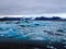 Big glacier lagoon in blue shading