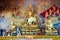 Big Gold buddha and gold monk status in buddhist temple and hist