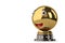 Big gold smile emoticon trophy.3D illustration.