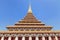 Big golden pagoda Phramahathat Khan Nakhon or Phra That Nong Waeng public thai buddhist temple Khon Kaen, Thailand