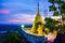 Big Golden Stupa on Tiger Cave Temple Mountain, Wat Tham Suea, Krabi, Thailand