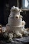 Big gorgeous wedding cake decorated with flowers