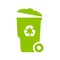 Big green trash can vector icon