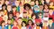 Big group of  international multicultural people colorful pattern