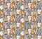 Big group rabbits seamless pets animal pattern