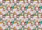Big group unemployment business people color seamless pattern.