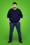 Big guy in full in front of green screen