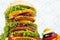 Big hamburger closeup