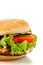 Big hamburger side view isolated