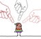 Big Hands with Cartoon Character - Pointing Finger Signs on a Lesbian Black Girl