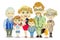 Big and happy family portrait with children, parents, grandparents vector