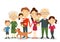 Big and happy family portrait with children, parents, grandparents vector