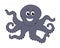 Big happy purple and smiling octopus showing it`s six tentacles