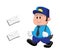 Big Head Postman Cartoon Vector Illustration