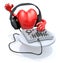 Big heart with dj headset in front of consolle