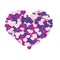 Big heart filling with small flat pink and purple hearts