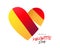 Big heart with a yellow-red ribbon is a symbol of hepatitis inside. World Hepatitis Day. Inflammatory liver disease