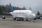 Big heavy Boeing jumbo jet Dreamlifter getting ready