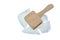 Big and heavy wooden hammer smashed ice brick on white background