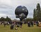Big helmet hot air balloon launching