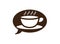 Big hot cup of cafe in a chat icon, warm caffee logo design vector
