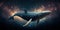 Big humpback whale swims illustration. AI generative