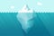 Big iceberg floating on water waves with underwater part vector illustration