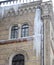 The big icicles under a house roof