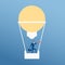 Big idea. Businessman flying in hot air balloon form lamp idea using telescope looking for success