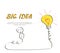 Big idea concept with light bulb in doodle style. Brainstorm, innovation and creativity banner design with copy space.
