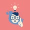 Big idea concept with man and lightbulb. lamp, think, creative, stiker illustration