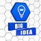 Big idea and light bulb symbol in blue hexagon and blocks