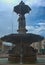 Big impressive fountain at city square in Cherbourg, France