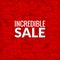 Big incredible sale background with percents pattern on red