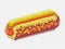 A big juicy hot dog drawn in the pixelart style