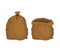 Big knotted sack Full and empty. Brown textile bag of potatoes o