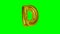 Big Letter D from alphabet helium gold balloon floating on green screen -