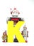 Big letter Kyellow K held by vintage robot toys