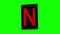The big letter N on black rectangle stop motion animation of paper crumple looping on green screen